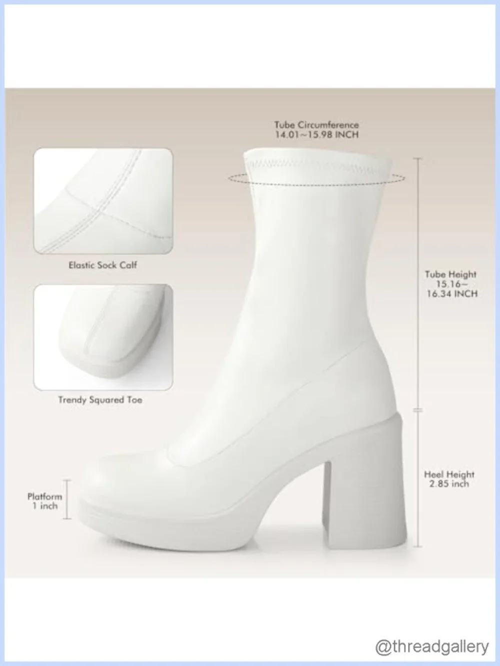 Platform Ankle Boots with Chunky High Heel Side Zipper Gogo Boots Dress Booties